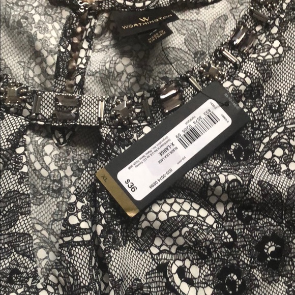 Worthington black white lace sleeveless top XL - Picture 5 of 6